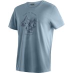 Maier Sports Dieter Print  Herren  T-Shirts blau Größe S Trekking  Elastisch