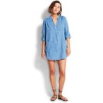 SEAFOLLY Damen Strandkleid "Boyfriend Beach Shirt", Größe S in Blau