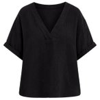 Seafolly - Women's Double Gauze V-Neck Top - T-Shirt Gr XS schwarz