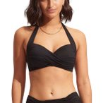 Seafolly Twist Soft Cup Halter Damen Bikini ( Schwarz 42 Größe,)