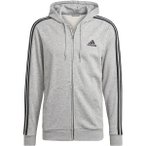 ADIDAS Herren Essentials French Terry 3-Streifen Kapuzenjacke, Größe S in Silb