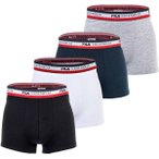 FILA Herren Boxer Shorts, 4er Pack - Logobund, Cotton Stretch, einfarbig, Größ